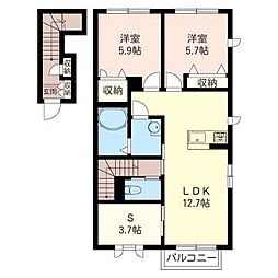 サンプロヌーブ大倉山 2SLDKの間取図画像