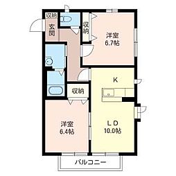 グランシード市川 2LDKの間取図画像