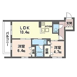 クラヴィーア大倉山 2LDKの間取図画像