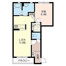 ヴァルト大倉山 1LDKの間取図画像