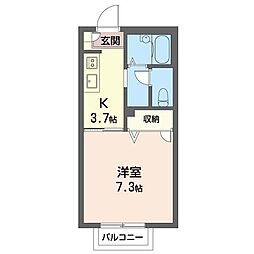 みどり荘 1階1Kの間取り
