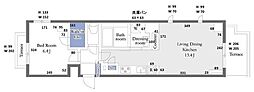 ポルトボヌール渋谷桜丘 1LDKの間取図画像