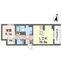 メゾンリッチ 2階1LDKの間取り