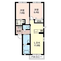 ラフィーネ熊谷 2LDKの間取図画像