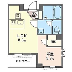 シャーメゾンプレミア武蔵野 1LDKの間取図画像