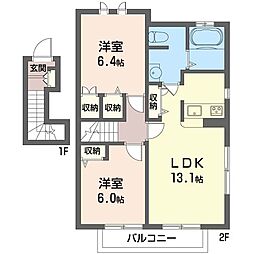 フォレステージュB 2LDKの間取図画像