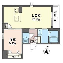 スリーウッズ 1LDKの間取図画像
