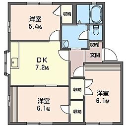 ベルルージュB棟 3DKの間取図画像