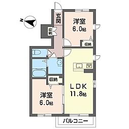 ミーシャ 2LDKの間取図画像