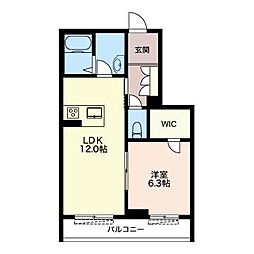 シャインホープ 1LDKの間取図画像