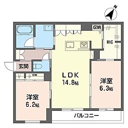 ベルクルー　III 1階2LDKの間取り