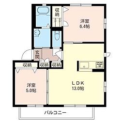 ピュアセレスB 2LDKの間取図画像