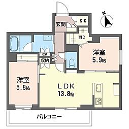 ディノコート 2LDKの間取図画像