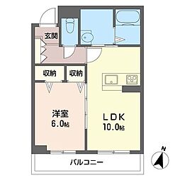 ベルツリー緑町 1LDKの間取図画像