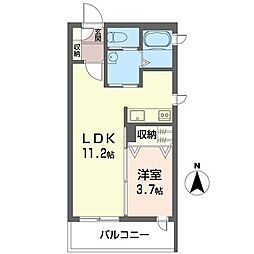 レジデンス　ソレイユ 1階1LDKの間取り
