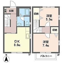 ウイングテラスA 2DKの間取図画像