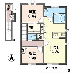 ル・プレジール 2LDKの間取図画像