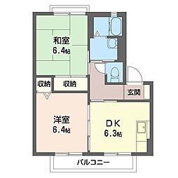 カーサ・ミラb 2DKの間取図画像