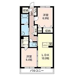 ル・ブルジョン 2LDKの間取図画像