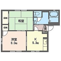 ベイハイツA 2Kの間取図画像