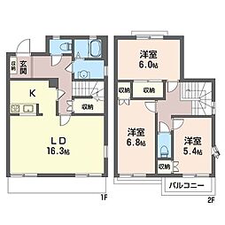 カルムヒルB 3LDKの間取図画像