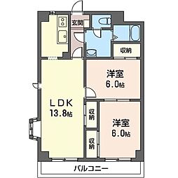 アベニューすみれが丘 2LDKの間取図画像