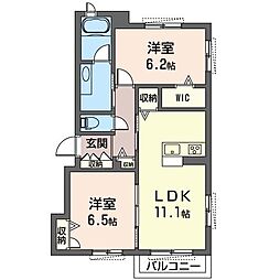 すみれヒルズD 2LDKの間取図画像