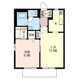 リーフ都筑B 1LDKの間取図画像