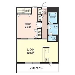オークフィールド 1LDKの間取図画像