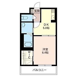 エヴァーグリーン 1DKの間取図画像