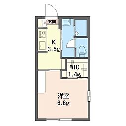 グランメールA 1Kの間取図画像