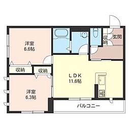 Elvita 2LDKの間取図画像