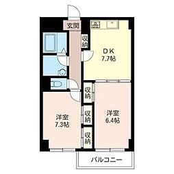 ヴェルドミール宮崎台 2DKの間取図画像