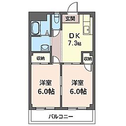 ハウスパストラル 2DKの間取図画像