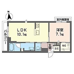 グレース 二子 1LDKの間取図画像