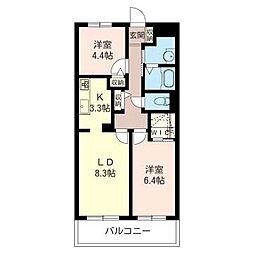 セゾンアムール 2LDKの間取図画像