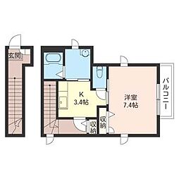 ヴァンベール 1Kの間取図画像
