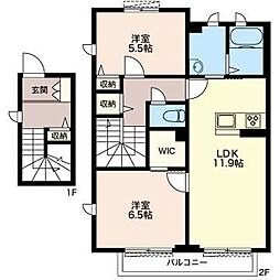 パティオスクエアガーデン2 2LDKの間取図画像