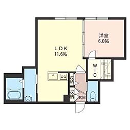 カーサコリーナ 1LDKの間取図画像