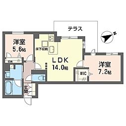 エスポアコリーヌ 2LDKの間取図画像