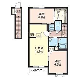 リッシェル 2LDKの間取図画像