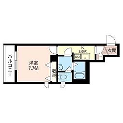 フーガ新百合 1Kの間取図画像