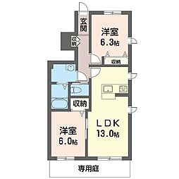プライムレジデンス新百合B 2LDKの間取図画像