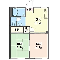 ヴィラウイングス 2DKの間取図画像