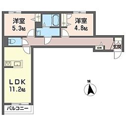 ボヌール 2LDKの間取図画像