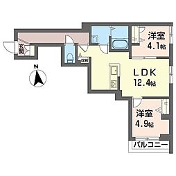ボヌール 2LDKの間取図画像