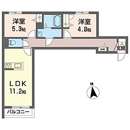 ボヌール 2LDKの間取図画像