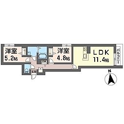 ボヌール 2LDKの間取図画像