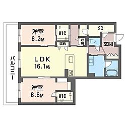パークビュー湘南辻堂 2LDKの間取図画像