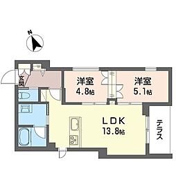 La Villa 湘南辻堂 2LDKの間取図画像